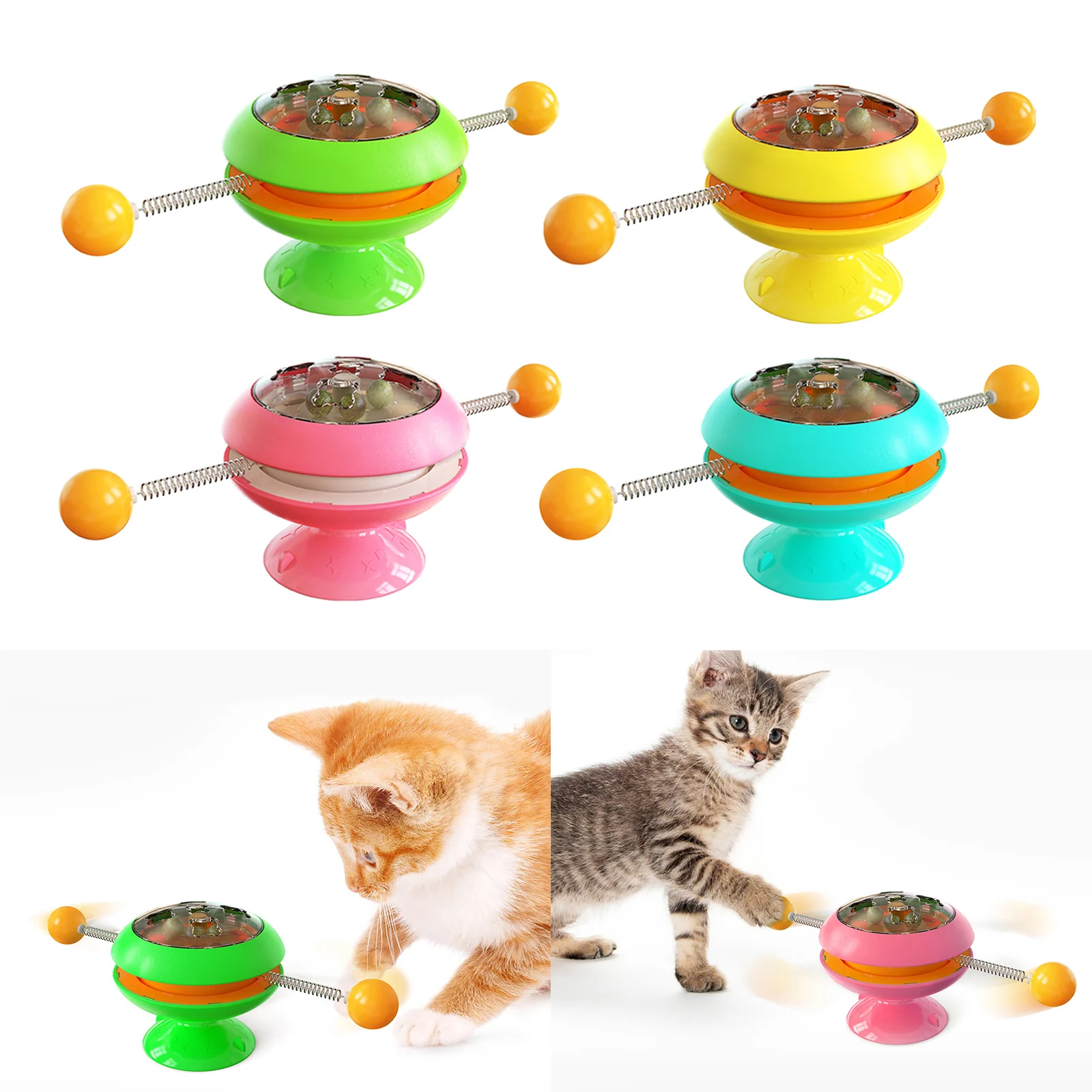 

Interactive Cat Toys Turntable Ball Toy Spinning Cat Toy Suction Cup Toy