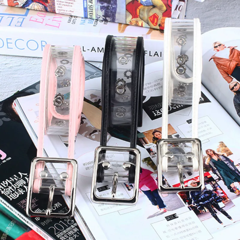 Ремень резиновый женский прозрачный длинный пояс с регулируемой талией пряжкой