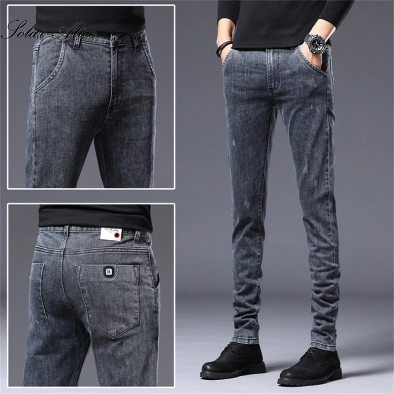 Бесплатная доставка Новинка весна-лето 2021 мужские узкие джинсы эластичные брюки