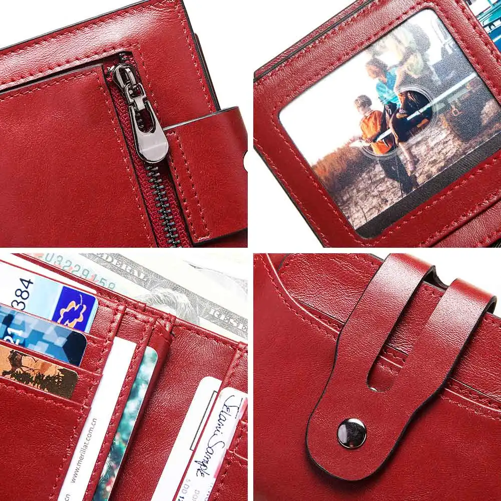 Luxury Short Women Wallets Genuine Leather Hasp Purse Credit Bank Card Holder Case Credential Money Bags Travel Slim Coin Walet images - 6