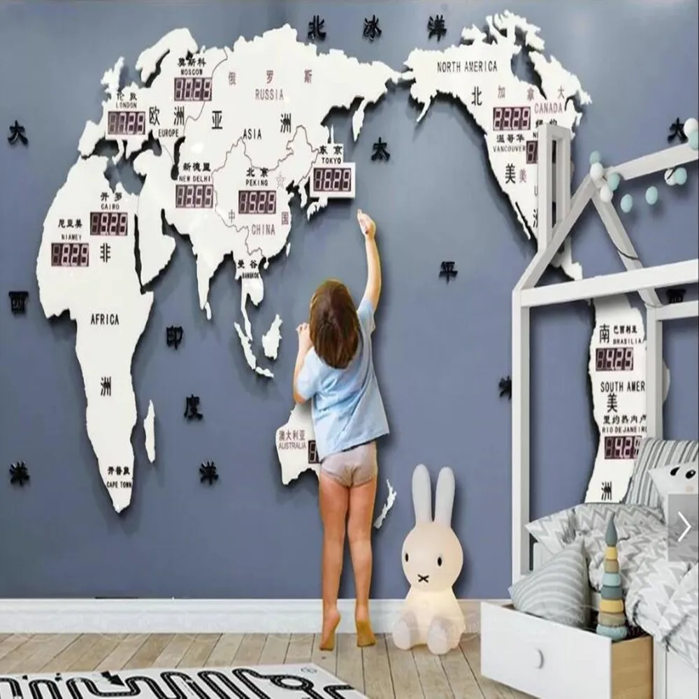 3d стерео карта мира изготовитель Milofi на заказ фоновые обои роспись|Обои| |