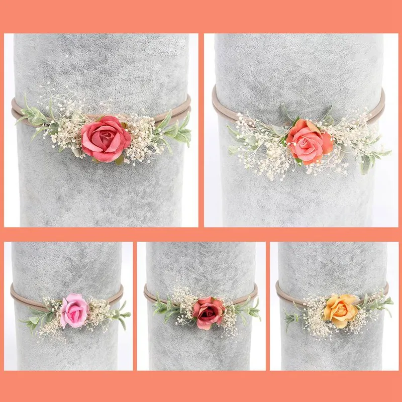 Одежда для маленьких девочек повязка на голову нейлоновые Цветы Аксессуары