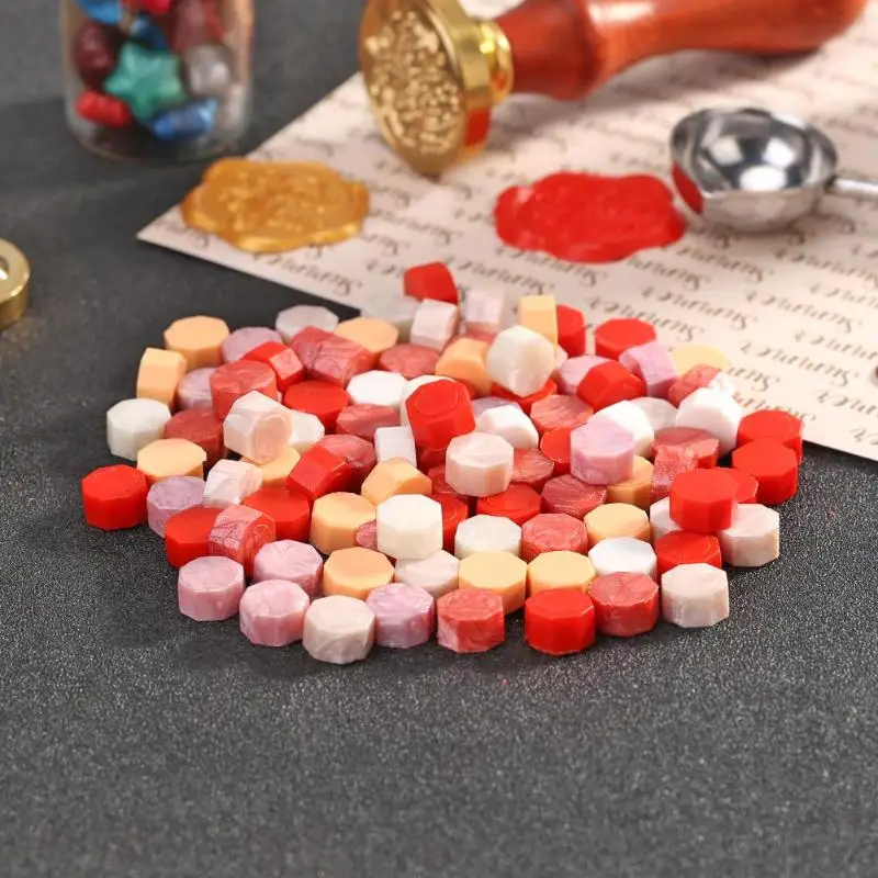 100 шт. Octagon Винтаж уплотнительная воск в гранулах печать штамп Бусины таможенные