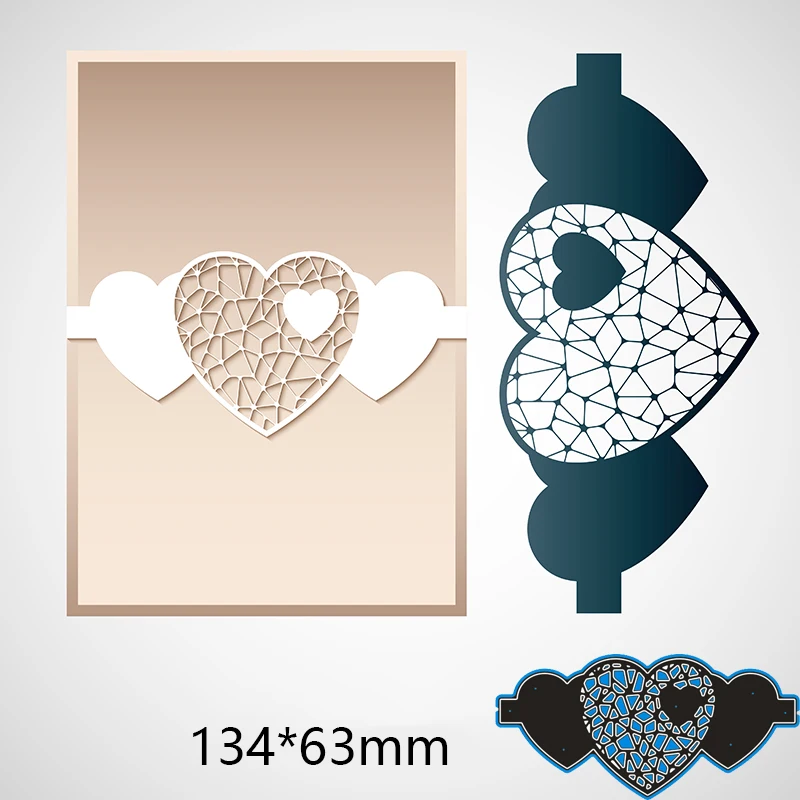 

Metal Cutting Dies creative heart card decoration new for card DIY Scrapbooking stencil Paper Album template Dies 134*63mm