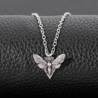 punk dead moth antiquity mini insect moth pendant necklace vintage strange collar chain for man women chic jewelry gift