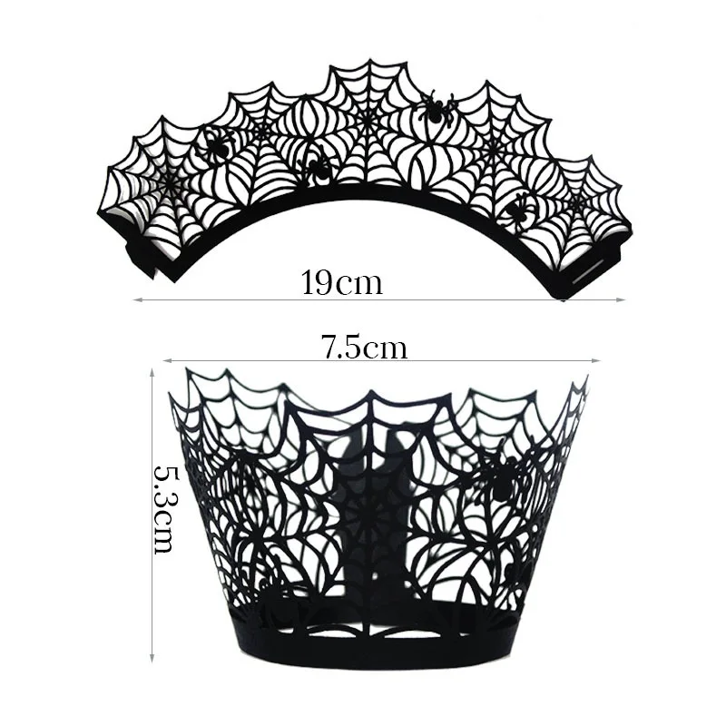 12 шт. бумажная чашка для Хэллоуина паутина тыква ужас замок торт обертка кекс