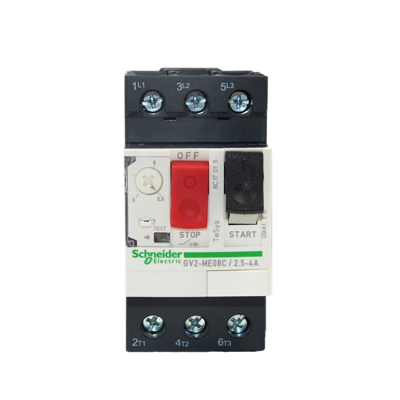 

motor protection AC 3P thermal release range:2.5-4A 50/60Hz GV2ME08C motor thermal magnetic circuit breaker, button (control)