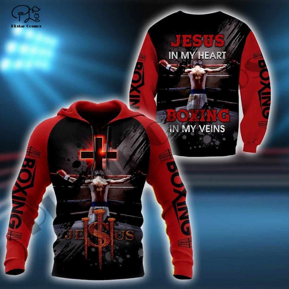 

PLstar Cosmos 3DPrint Newest Jesus Cross Boxing Art Unique Men/Women Hrajuku Funny Casual Streetwear Hoodies/Zip/Sweatshirt Q-4