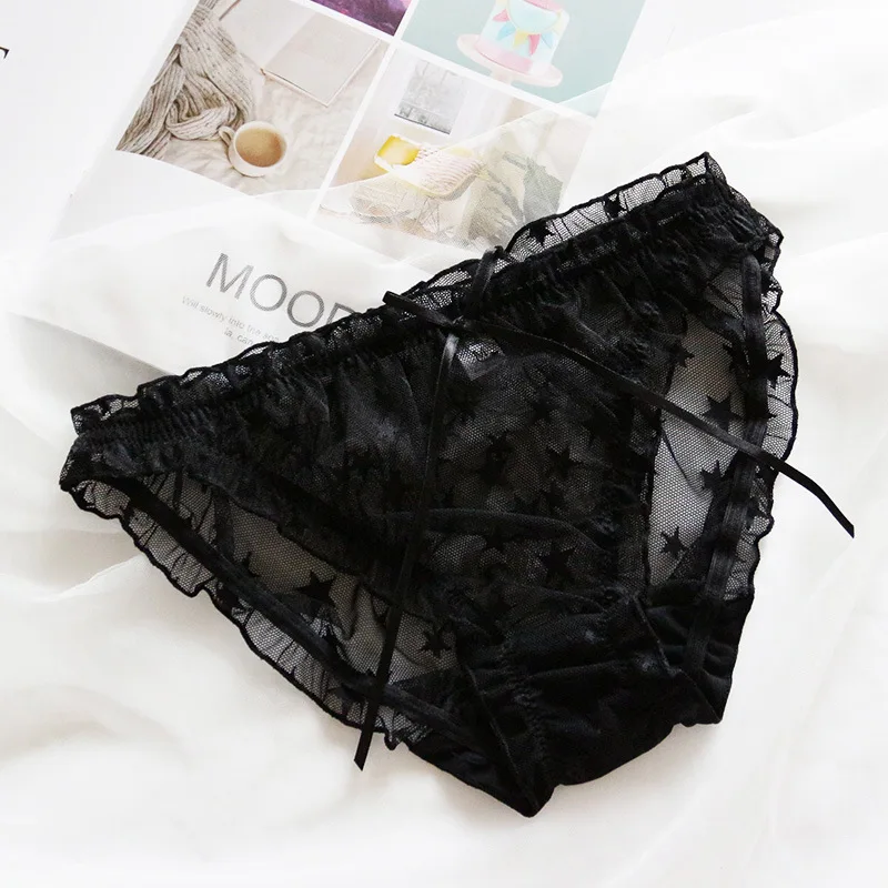 

Women Sexy Panties lace underpants female casual Star pattern Transparent girl briefs ladies underwear lingerie woman intimates