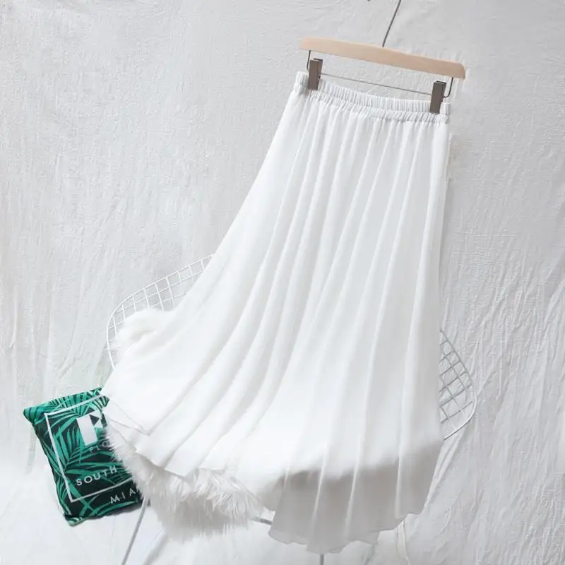 

Summer Chiffon skirt and ankle fairy skirt skirt skirt 2021 Very Xian Mesh skirt high-waisted skirt simple style