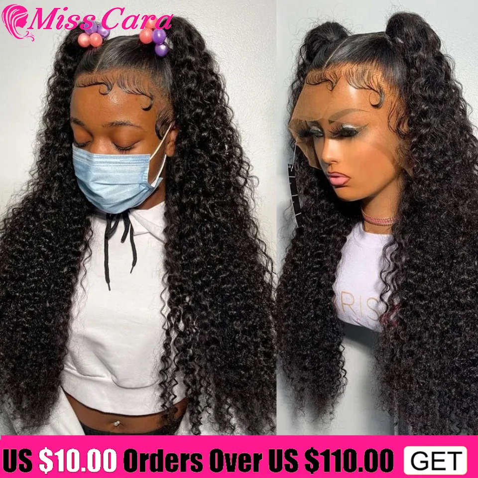 

Miss Cara Indian Water Wave Lace Frontal Wig 180% Pre Plucked Lace Front Human Hair Wig HD 5X5 Kinky Curly Human Hair Lace Wigs