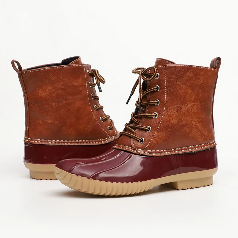 Женские непромокаемые сапоги до середины голени на шнуровке зиму и Рождество 2019 |