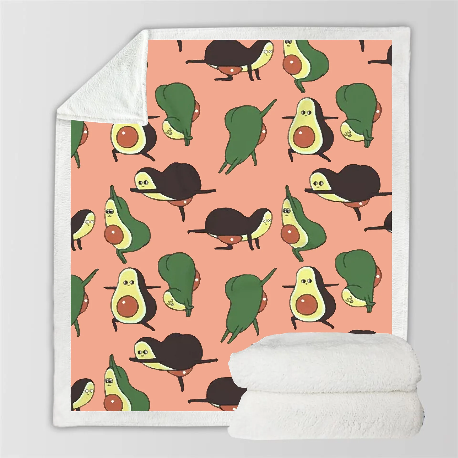 Забавное одеяло для йоги авокадо с 3D принтом шерпа покрывало на диван постельное