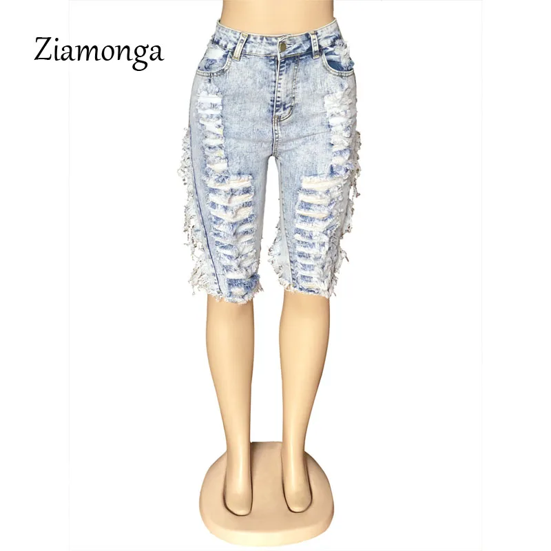 Ziamonga, джинсовые рваные джинсовые шорты, женские, плюс размер, повседневные, эластичные, разрушенные, сексуальные, с дырками, джинсовые шорты, пакетные, Клубные, короткие, джинсы
