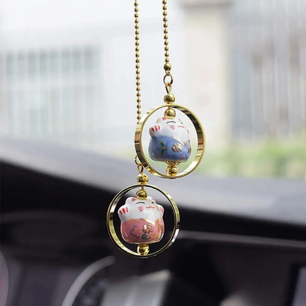 

Dropshipping!2Pcs Car Pendant Lucky Cat Exquisite Craftsmanship Reusable Car Figurine Hanging Pendant for Auto decor