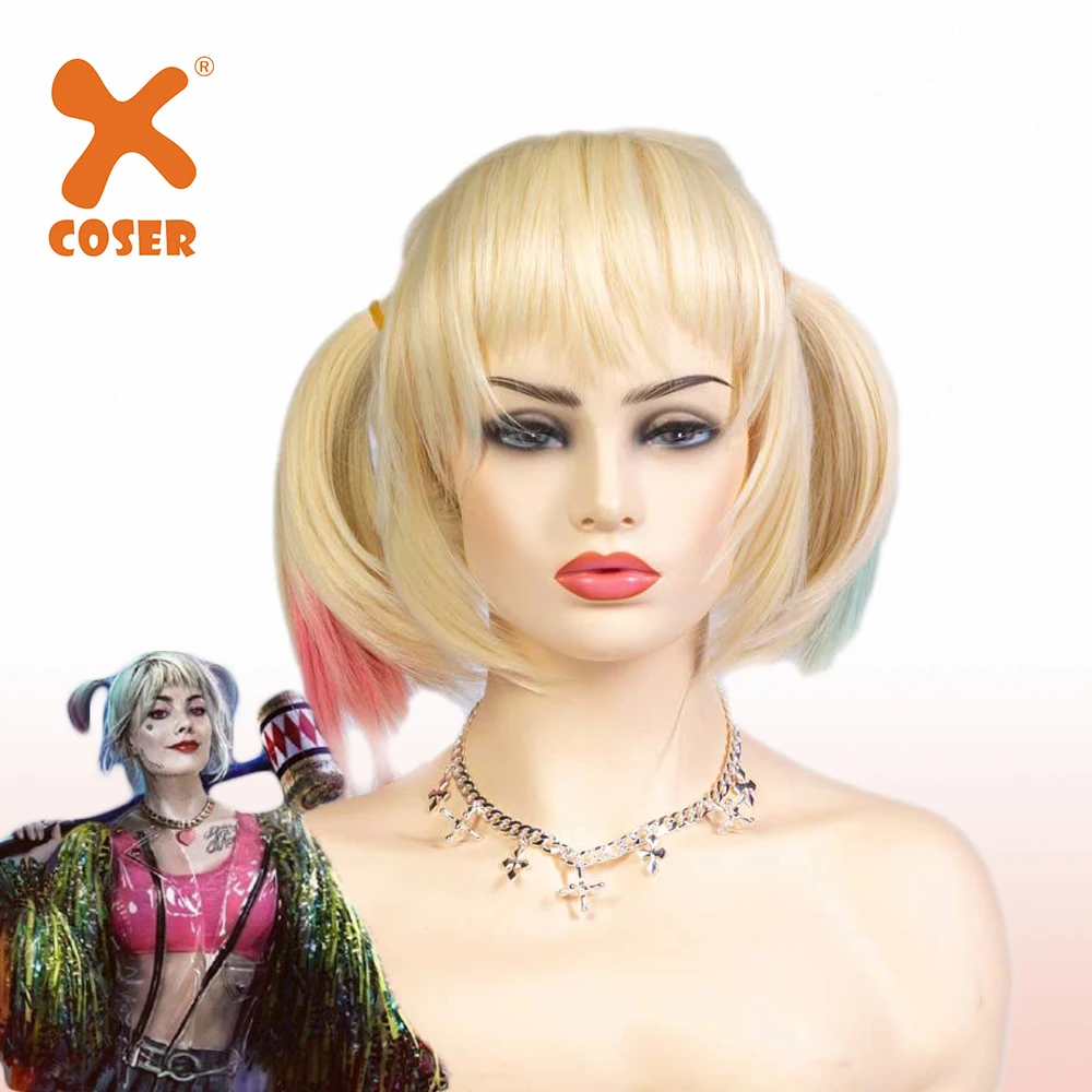 Парик для косплея XCOSER с птицами добычи Харл Квинн короткие прямые волосы женщин
