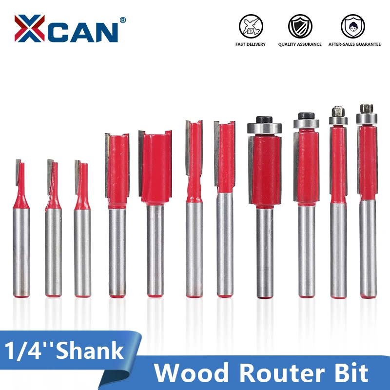 

XCAN Wood Router Bit 1/4'' Shank Straight Flute Flush Trim Cutter Carbide End Mill for Woodworking Tools Wood Milling Cutter