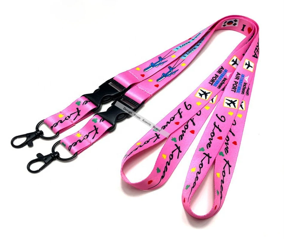 

2020 New Gift Custom Children Birthday Party Cute Neck Lanyard Print Custom Celebrating Promotion Lanyard Black Swivel Hook