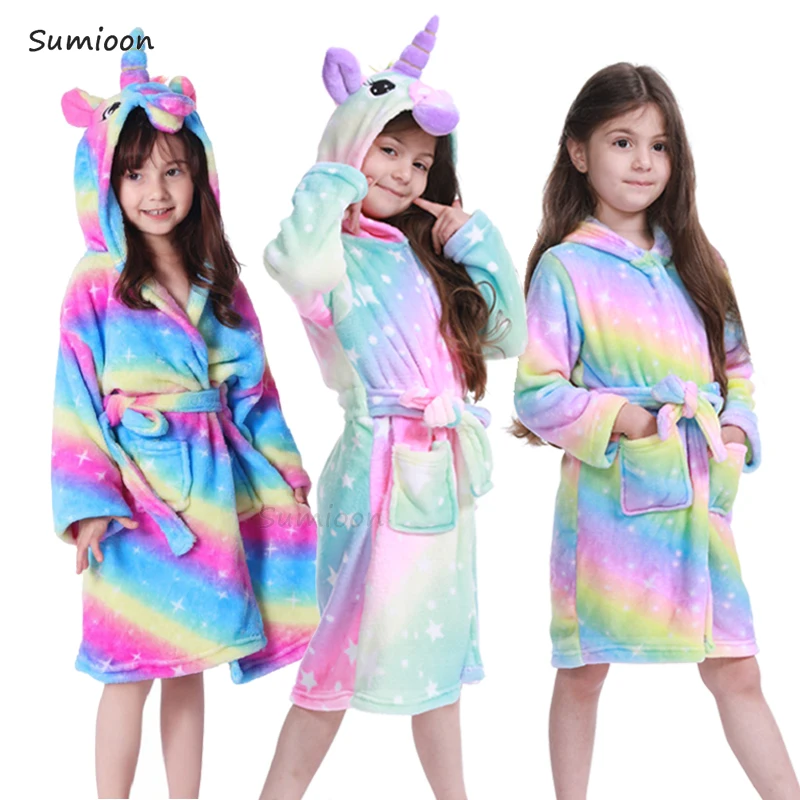 Косплей Аниме кигуруми банный Халат детское полотенце для детей в виде радужного