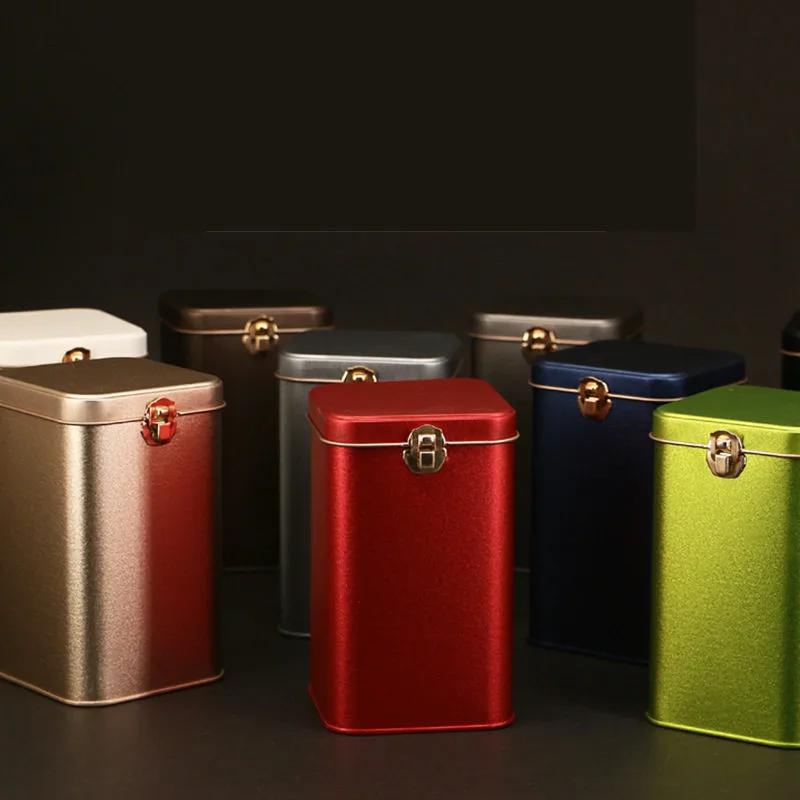 Креативная металлическая коробка для чая в стиле Caddy Lock однотонная жестяная