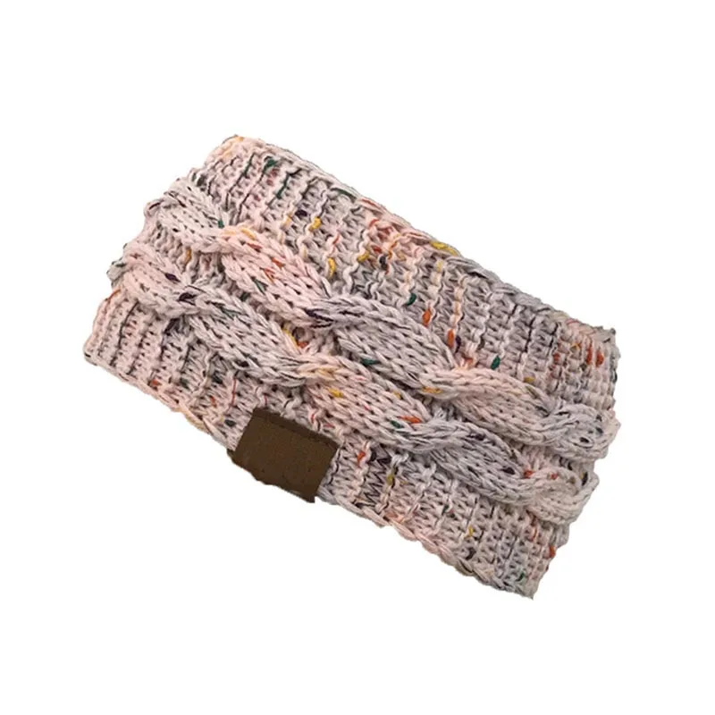 Широкие головные уборы вязаные крючком Твист шапка зимние теплые эластичные