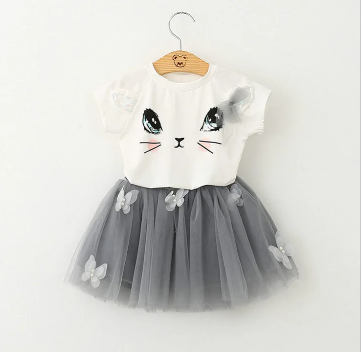 Комплекты для девочек Новая летняя детская футболка с кроликом открытыми