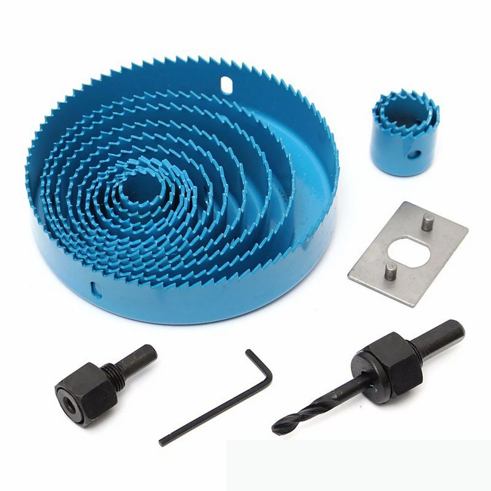

13Pcs Hole Saw Cutting Sets Kit Drilling Tool Wood Metal Cutter 19-127mm High Quality Mandrels Saws Core Drill Bits Woodworking