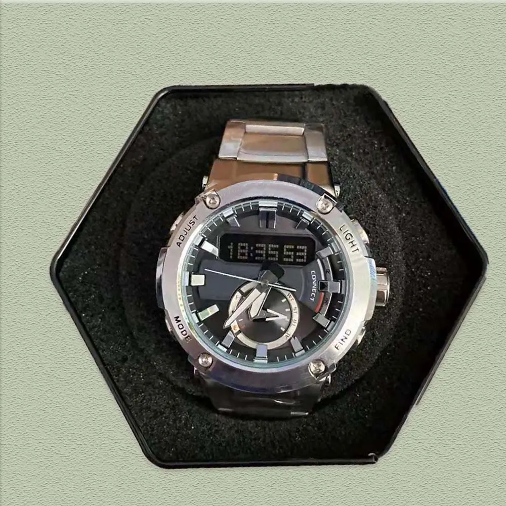 

Новинка, мужские спортивные стальные часы GST-B200 brand с двойным дисплеем, аналоговые светодиодный светодиодные электронные часы для отдыха, Во...