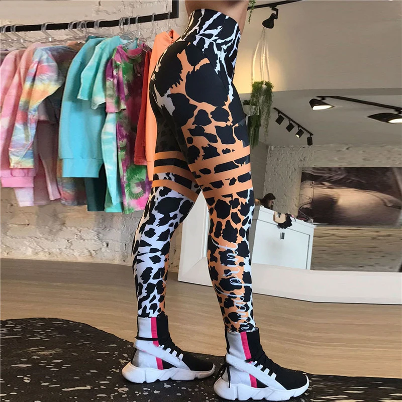 Women's Leopard Print 3D Printed Pants, Running Tights, Women's Casual Tights, Fitness Tights