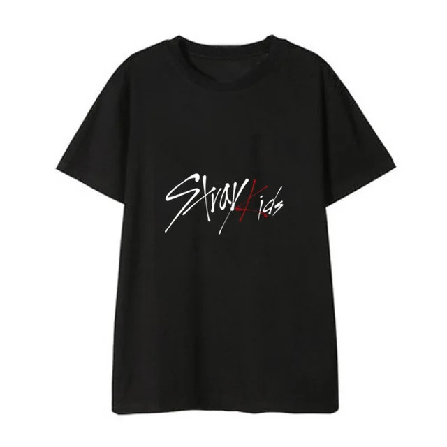 STRAYB Straykids/одежда в Корейском стиле; свободная летняя футболка для студентов; Новинка; черно-белая футболка с короткими рукавами для детей - Цвет: STRAYB