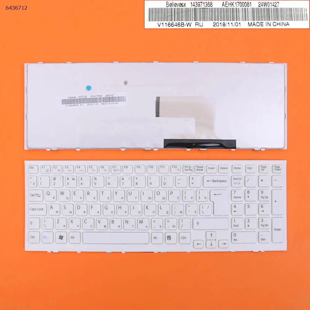 Русская новая клавиатура для ноутбука SONY VAIO VPC EH VPCEH VPCEH1 VPCEH2 VPCEH3 белая большая