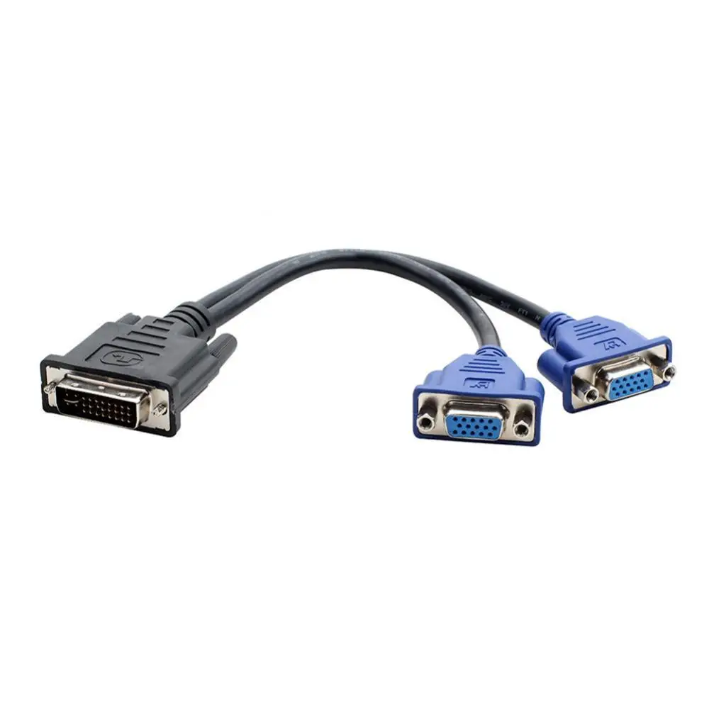 DVI-I DVI 24 + 5 Pin типа папа к 2 VGA Женский сплиттер монитор видео адаптер кабель Шнур |