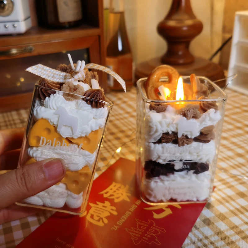 

Gift Flameless Bear Candles Aromatic Cube Valentines Day Birthday Candles Jars Glass Christmas Velas Perfumadas Decoration