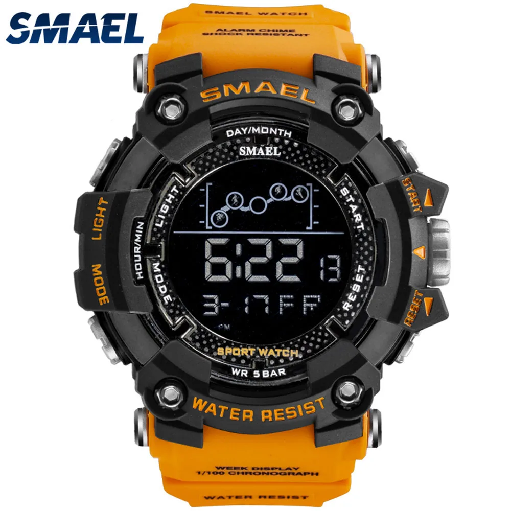 

Digital Watch Swimming 50M Waterproof SMAEL LED Watches Digital Timing Week Display Alarm Clock 1802 Men Watches Sports relogio