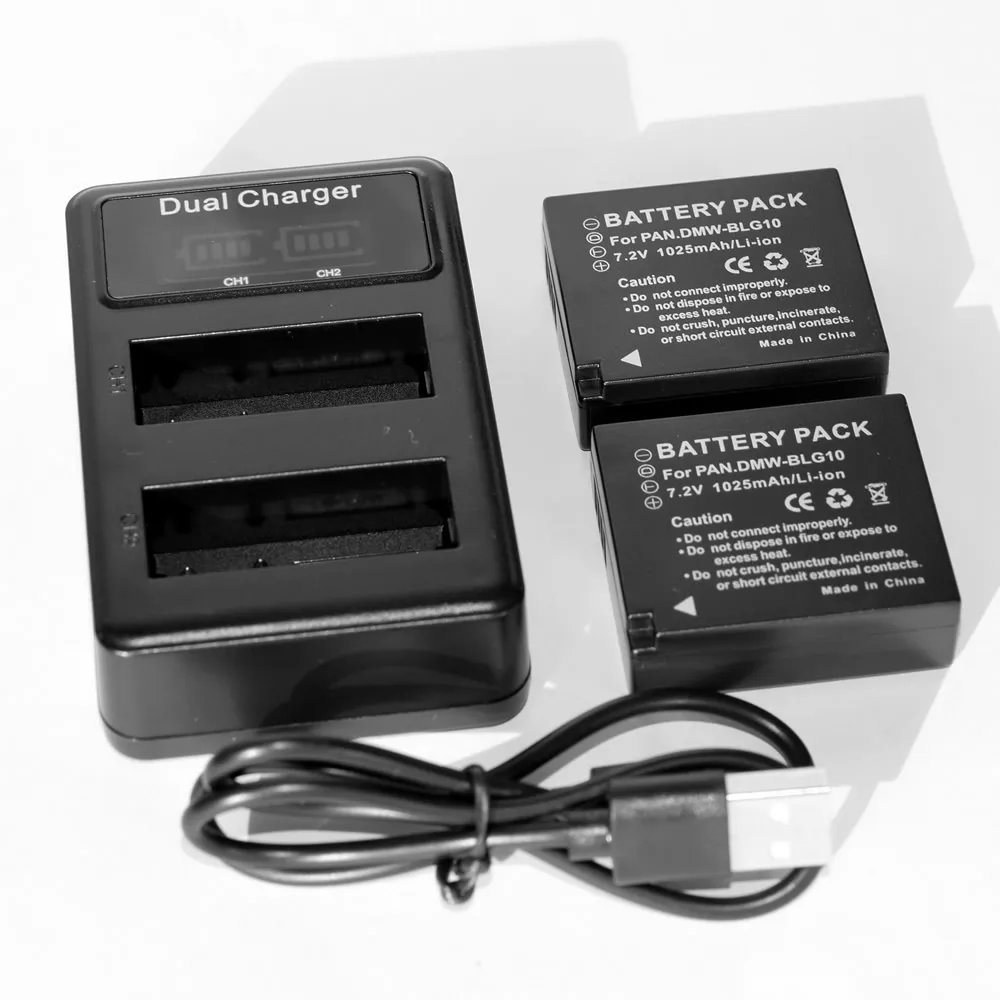 3x Батарея + USB Dual Зарядное устройство для цифрового фотоаппарата Panasonic DMW-BLG10E BLE9E