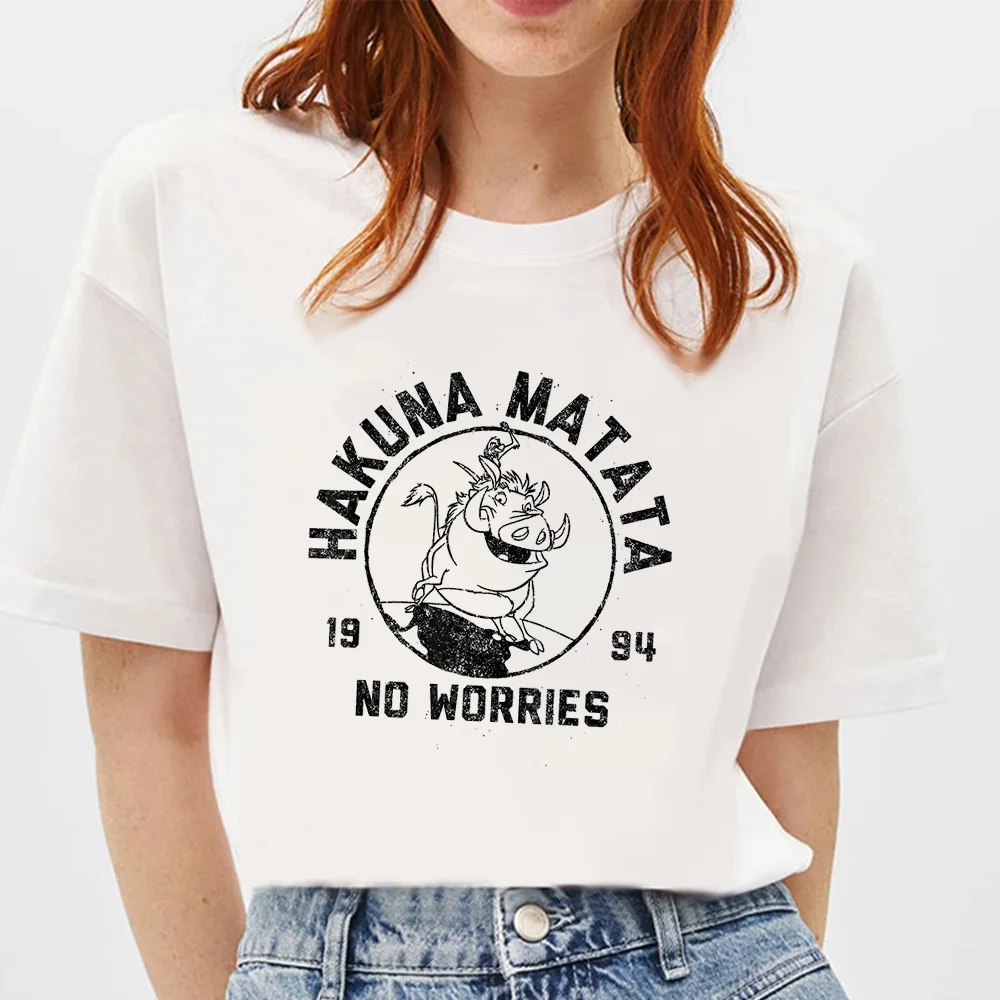 Футболка Simba Timon Pumbaa Hakuna Matata Disney Король Лев женская футболка с коротким рукавом
