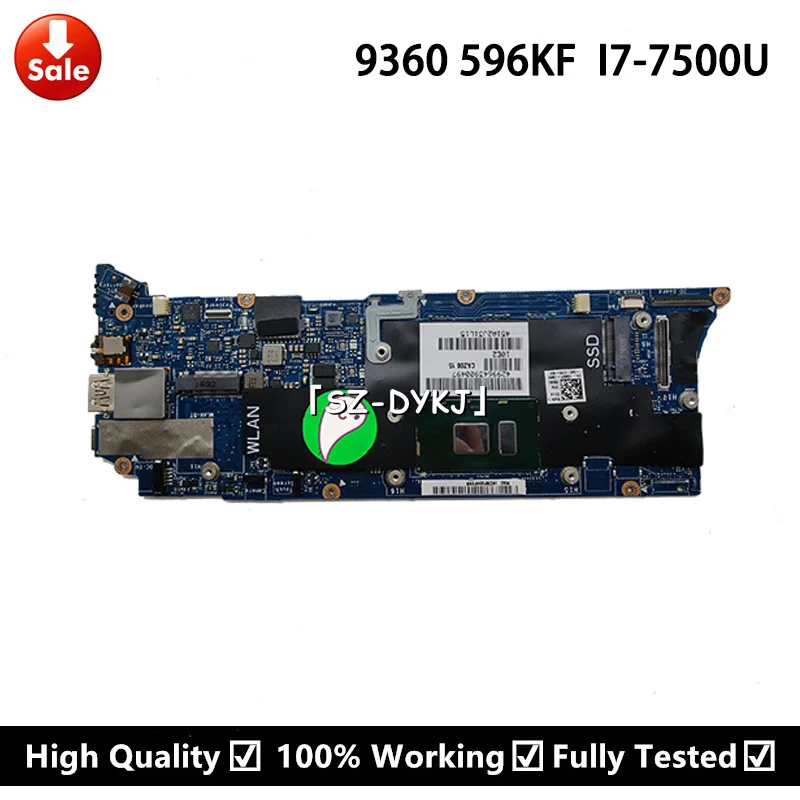 

For Dell XPS 13 9360 NoteBook PC Laptop Motherboard CN-0596KF 0596KF 596KF LA-D841P w 16GB RAM w SR2ZV i7-7500U CPU Mainboard