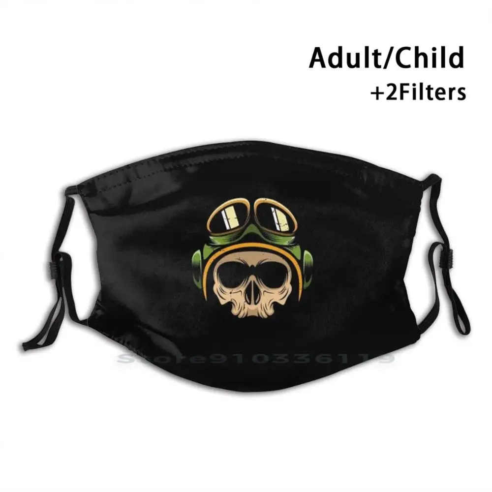 

Pilot Skull Print многоразовый фильтр Pm2.5 Сделай Сам маска для рта дети череп самолет пилот Летающий мертвый всадник самолет