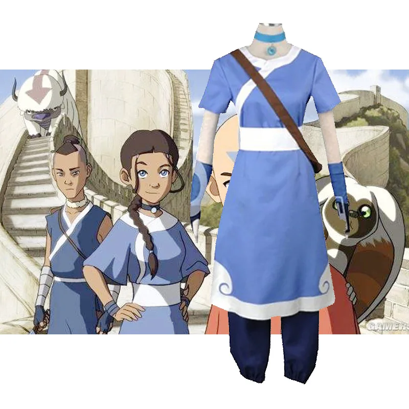 Katara The Las-t Airbender аниме косплей костюм для женщин взрослый наряд на Хэллоуин синее