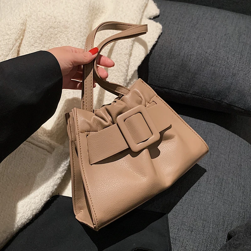 

Belt Designer PU Leather Small Crossbody Shoulder Bags for Women 2022 Winter Luxury Fashion Simple Handbags and Purses Totes Bag