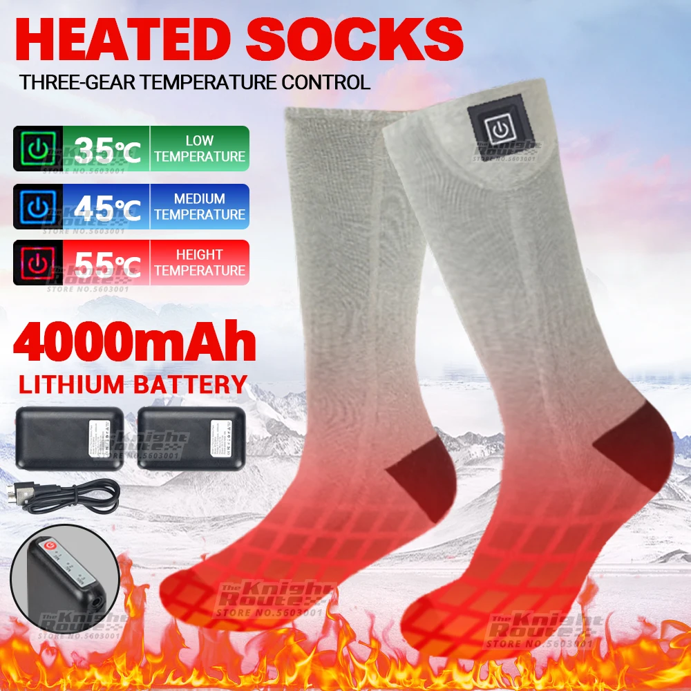 

4000mah Men's Women's Heated Socks Thermal Heating Thermosocks Foot Warmer Electric Cycling Socks Warm Socks Ski Trekking Winter