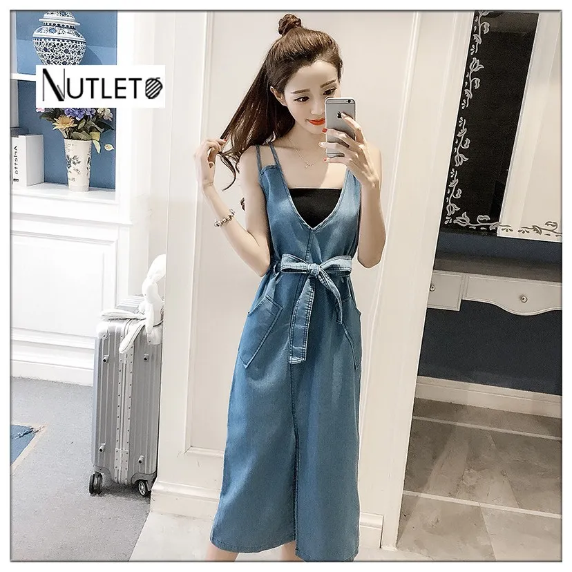 2019 Лето Осень женское джинсовое платье сарафан комбинезон винтажное синее