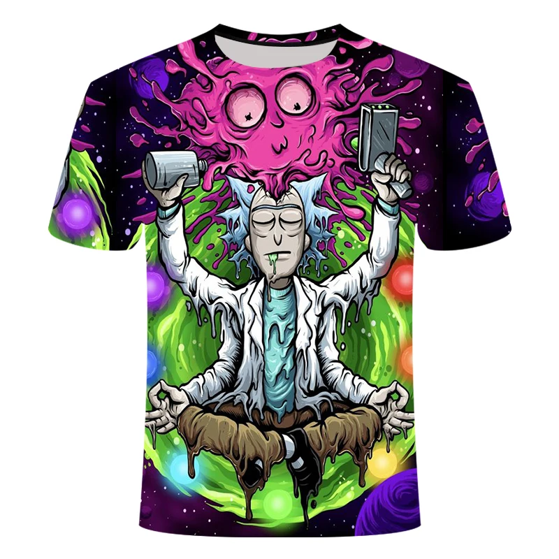 

Men's and Women's Casual Tops Rick and Mott-S3D Printed Street Hippie Cartoon Tops Fashion Trend Loose and Comfortable T-shirt