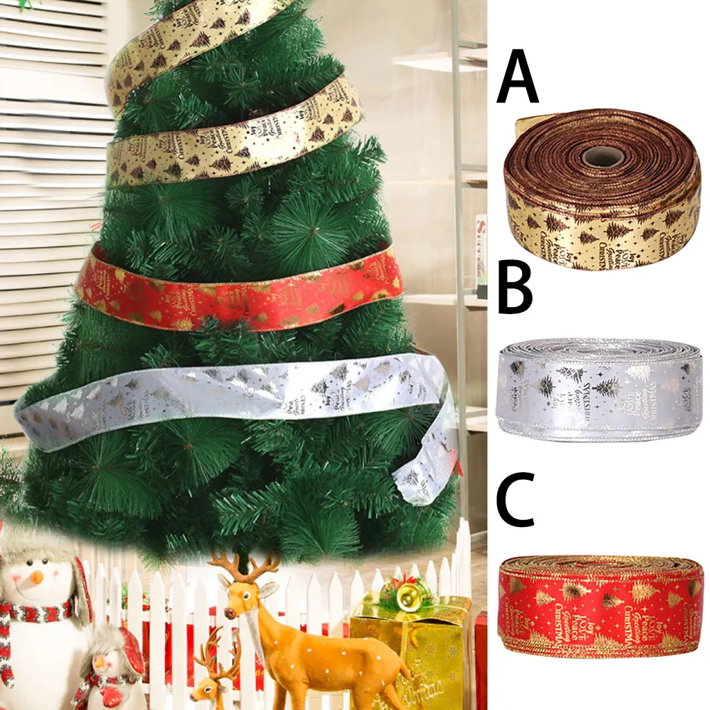 10 см Рождественская лента для украшения отделка атласная Grosgrain золото Красный