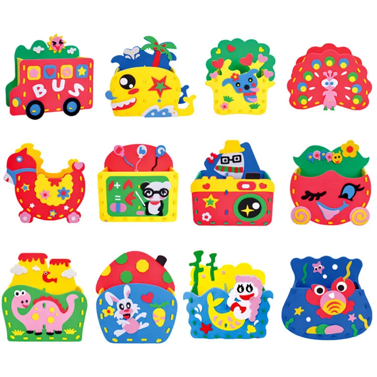 

EVA Handmade Cartoon Pen Holder Kindergarten Handmade Materials Creative DIY Paste R Series 12 Models