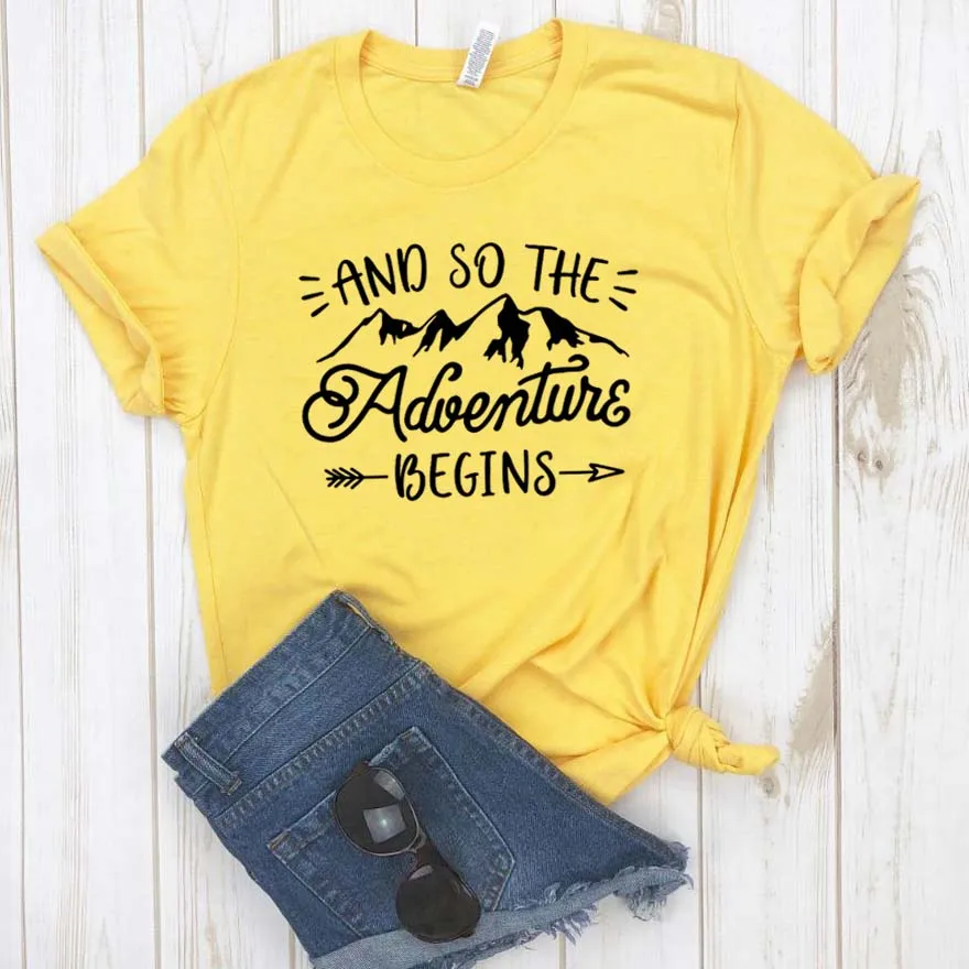 

Women T Shirt Adventure Begins Print Tshirt Women Short Sleeve O Neck Loose T-shirt Ladies Summer Causal Tee Shirt Clothes Tops