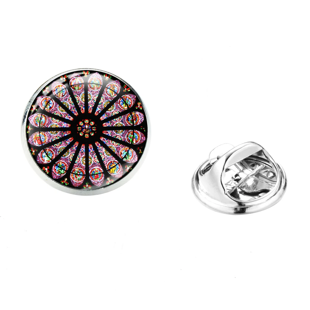 SIAN Notre Dame De Paris Cathedral Statue Brooch The Rose Window Art Pattern Glass Dress Jackets Pin High Quality Stainless Pins | Украшения