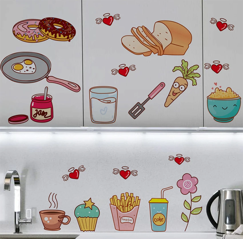 Food Pattern Wall Sticker - Self Adhesive Vinyl Decal for Kitchen Decor and Home Wall Decoration - Removable image 2