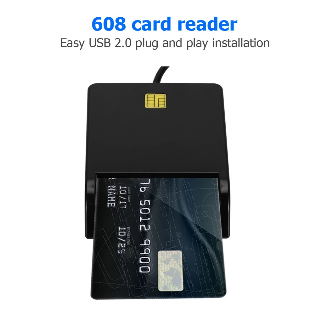 

608 Smart Card Reader for Bank Card IC ID SIM TF Card Reader for Win 10 8 7