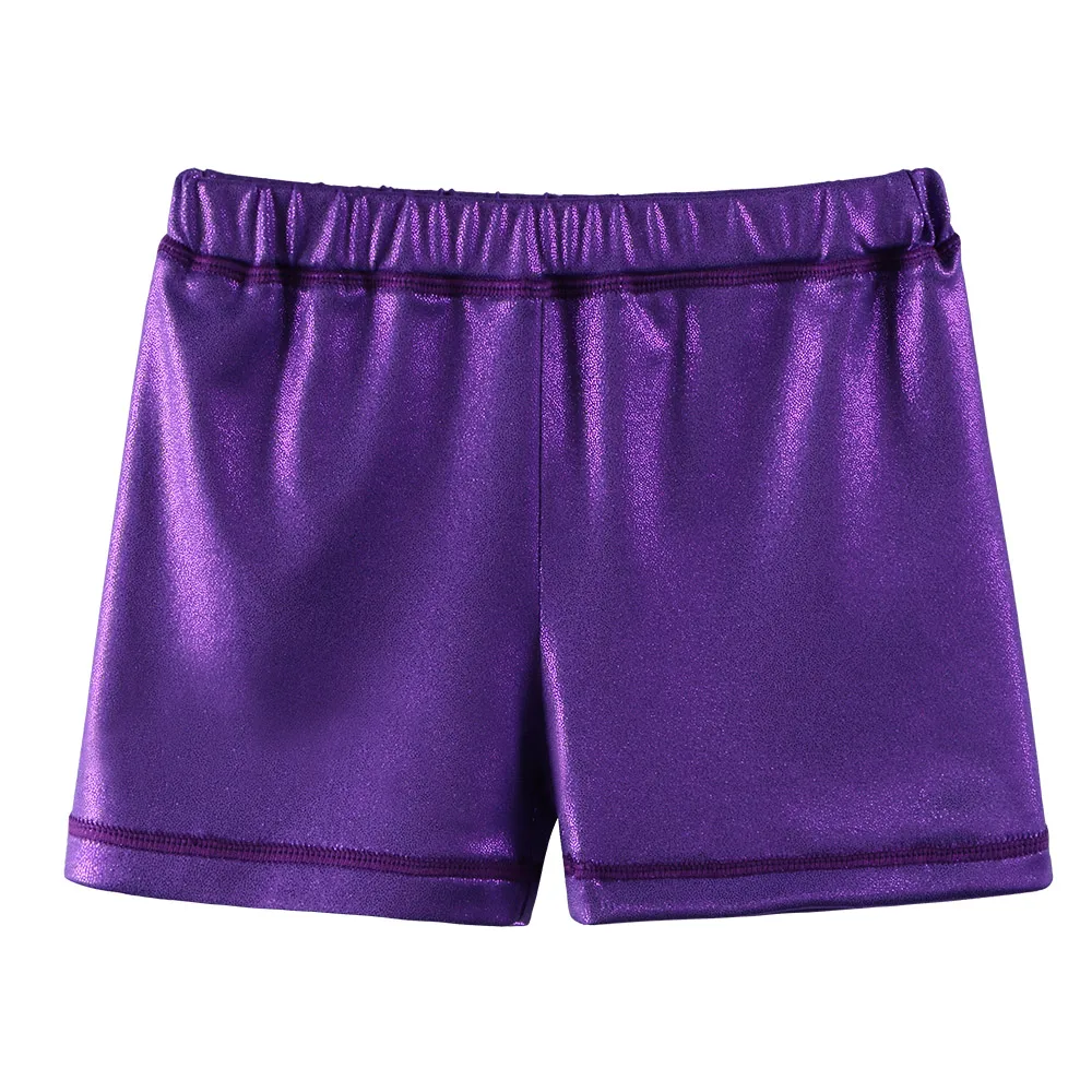 BAOHULU Blue Skinny Girls Shorts Baby Toddler Sports Gymnastics Dancing Shorts Sparkly High Elastic Pants for Kids 4-12 Years